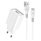 Мережевий зарядний пристрій з кабелем WUW-T82 Single USB home charger set micro