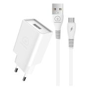 Мережевий зарядний пристрій з кабелем WUW-T82 Single USB home charger set micro
