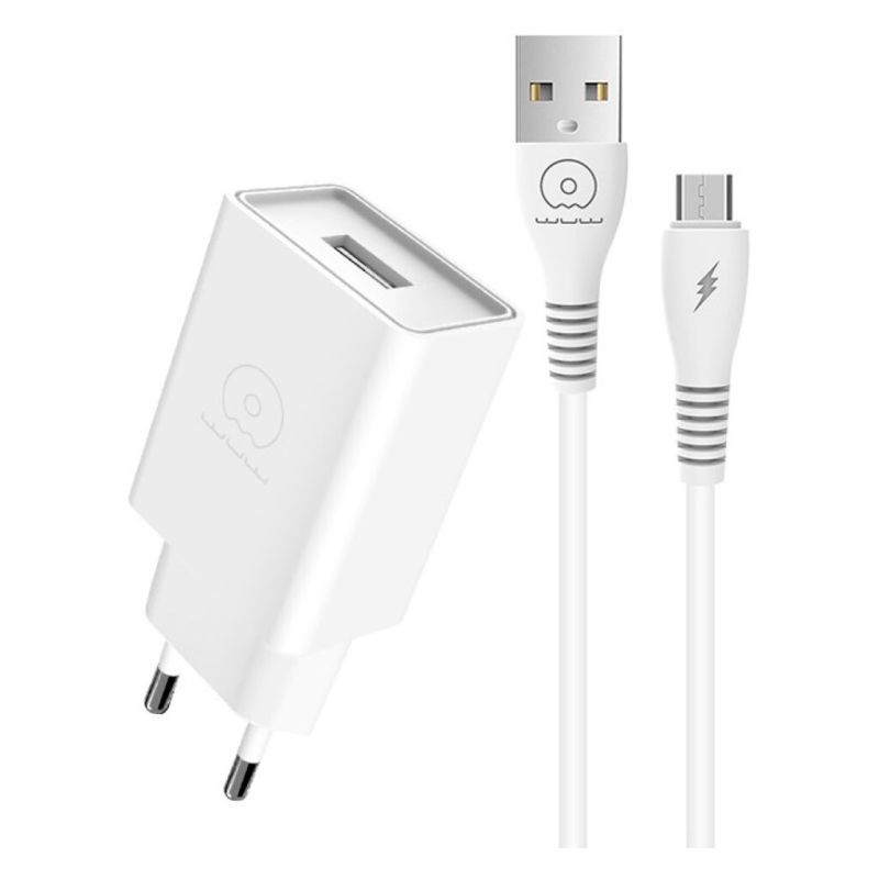 Мережевий зарядний пристрій з кабелем WUW-T82 Single USB home charger set micro