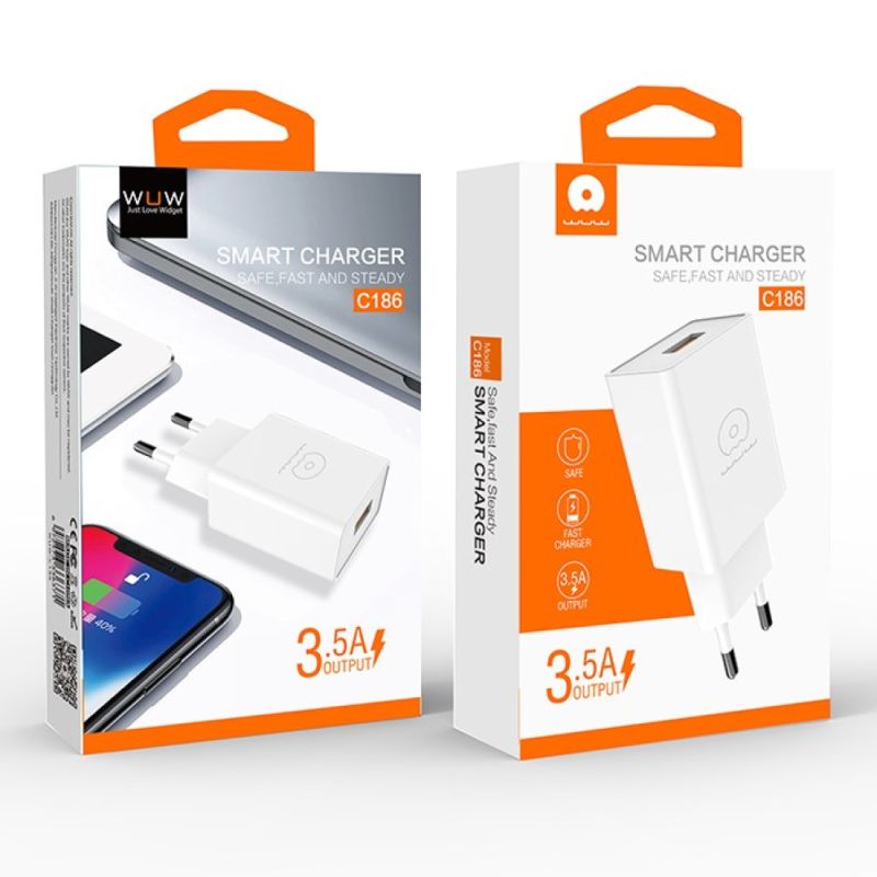 Мережевий зарядний пристрій WUW-C186 Single USB charger