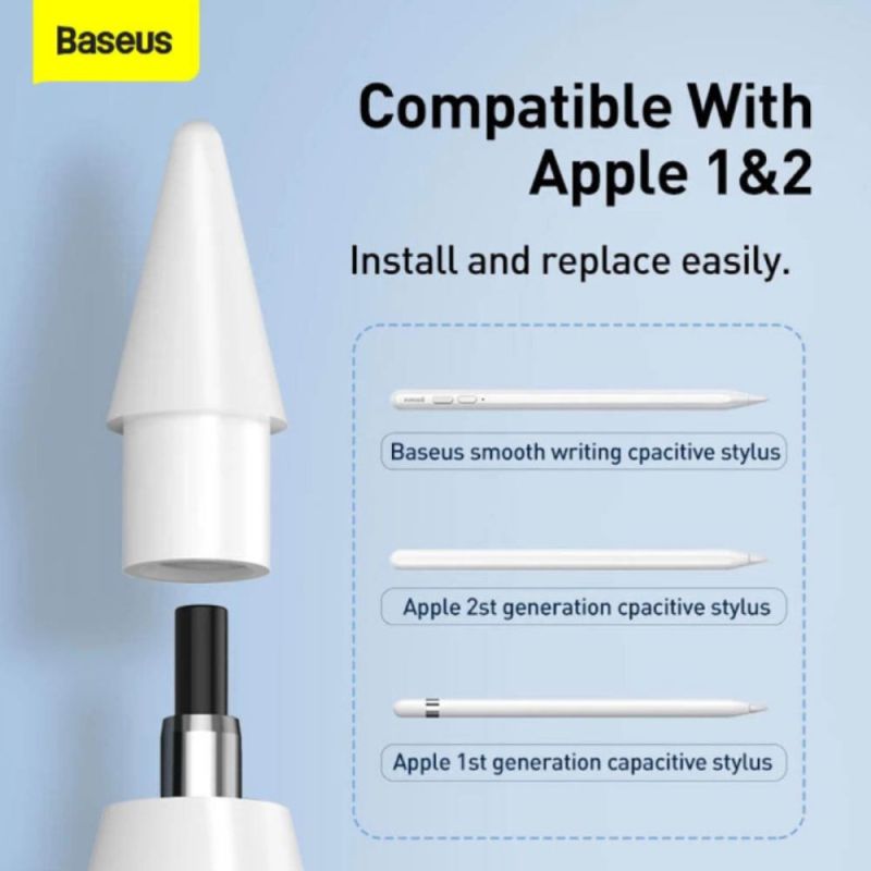 Змінні наконечники для стилуса Baseus Smooth Writing Capacitive Stylus Tips Moon White（2pcs）