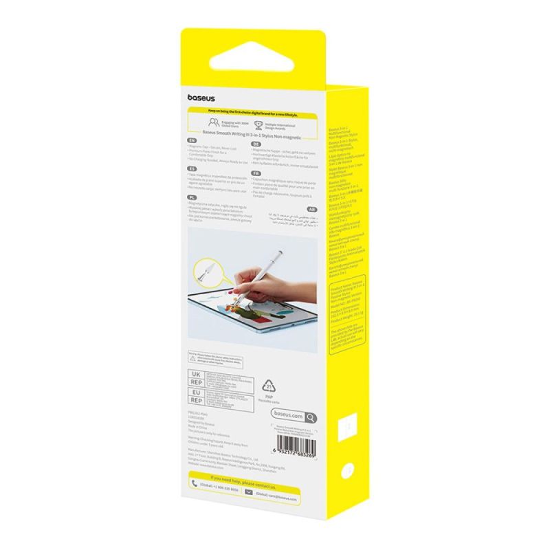 Стилус Baseus Smooth Writing III 3-in-1 Passive Stylus Non-magnetic Version Moon White