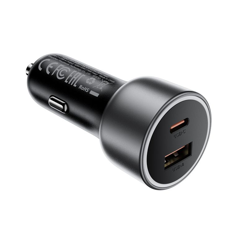 Автомобільний зарядний пристрій ACEFAST B21 75W(USB-C+USB-A)car charger Metal Gray