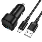 Автомобільний зарядний пристрій BOROFONE BZ34 Cloud single port QC3.0 car charger set(Micro) Black
