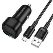 Автомобільний зарядний пристрій BOROFONE BZ34 Cloud single port QC3.0 car charger set(Micro) Black