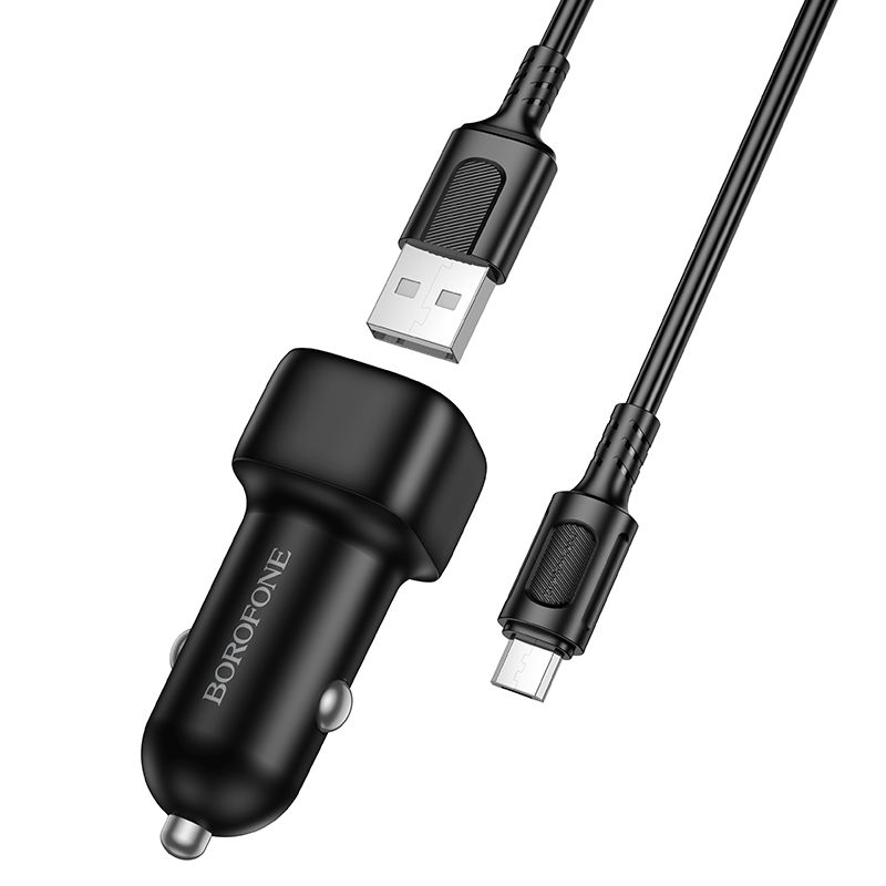 Автомобільний зарядний пристрій BOROFONE BZ34 Cloud single port QC3.0 car charger set(Micro) Black