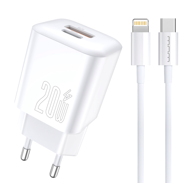 Мережевий зарядний пристрій з кабелем WUW-T104L PD20W A+C  Lightning kit