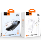 Мережевий зарядний пристрій з кабелем WUW-T104L PD20W A+C  Lightning kit
