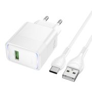 Мережевий зарядний пристрій з кабелем HOCO CS111A Lounge single-port 22.5W multi-protocol charger set(Type-C) White