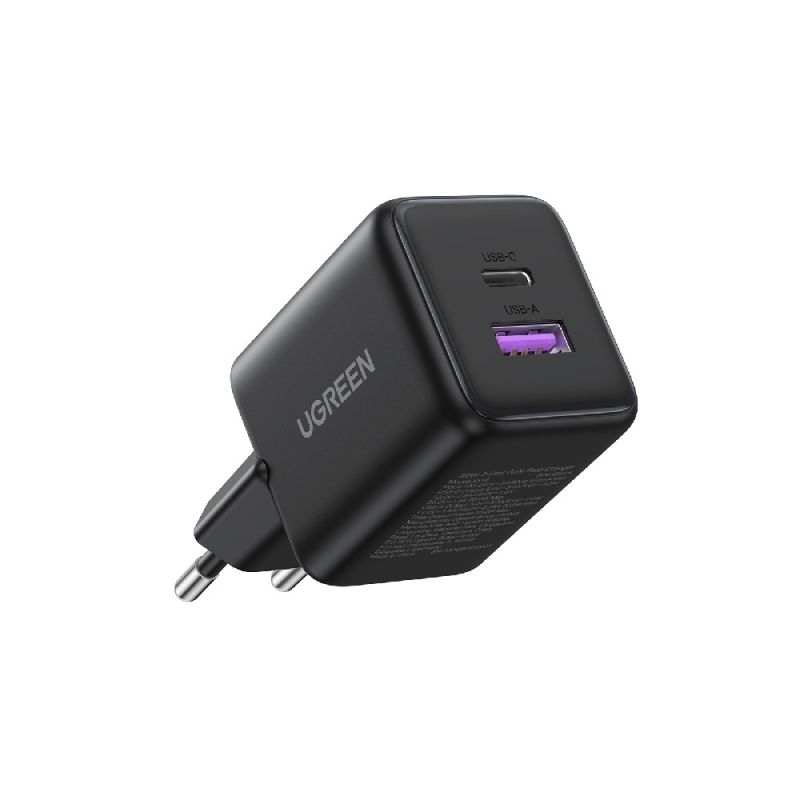 Мережевий зарядний пристрій UGREEN X516 30W 2-Port GaN Fast Charger EU Black