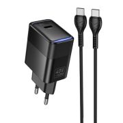 Мережевий зарядний пристрій з кабелем HOCO CS113A Lounge single port PD40W charger White