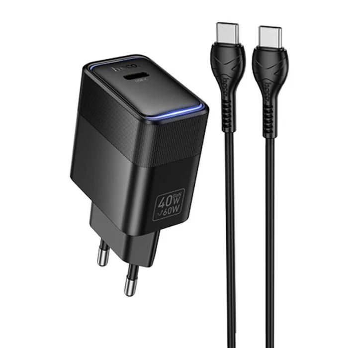 Мережевий зарядний пристрій з кабелем HOCO CS113A Lounge single port PD40W charger White