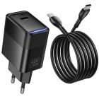 Мережевий зарядний пристрій з кабелем HOCO CS113A Lounge single port PD40W charger White