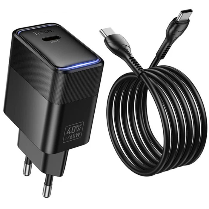 Мережевий зарядний пристрій з кабелем HOCO CS113A Lounge single port PD40W charger White