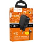 Мережевий зарядний пристрій з кабелем HOCO CS113A Lounge single port PD40W charger White