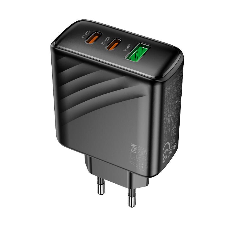 Мережевий зарядний пристрій HOCO CS26A Article PD45W(2C1A) charger Black
