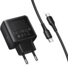 Мережевий зарядний пристрій HOCO C158A Upgrade PD45W(1C1A) charger set(C to C) Black