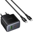 Мережевий зарядний пристрій HOCO C158A Upgrade PD45W(1C1A) charger set(C to C) Black