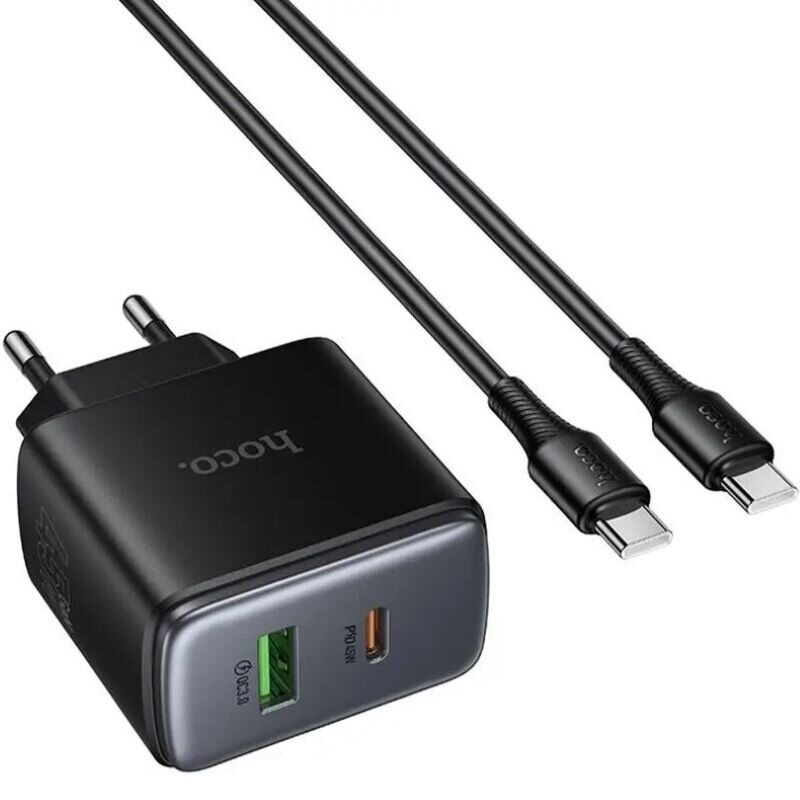 Мережевий зарядний пристрій HOCO C158A Upgrade PD45W(1C1A) charger(EU) Black
