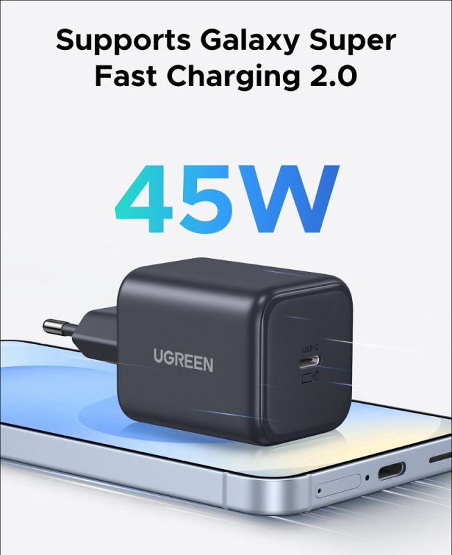 Мережевий зарядний пристрій UGREEN X524 45W USB-C GaN Fast Charger EU black