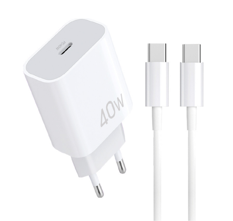 Мережевий зарядний пристрій з кабелем WUW-T108 PD 40W charger with C-C cable