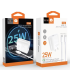 Мережевий зарядний пристрій з кабелем WUW-T86C PD 25W fast charger + USB C to USB C cable set