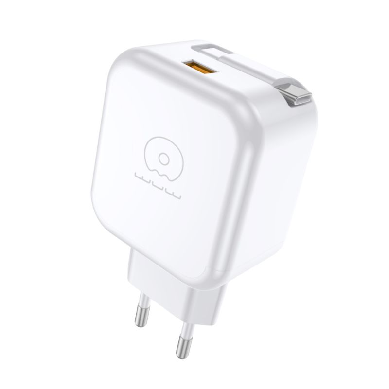 Мережевий зарядний пристрій WUW-C268 12W fast charger USB A +retractable 70cm type c Cable