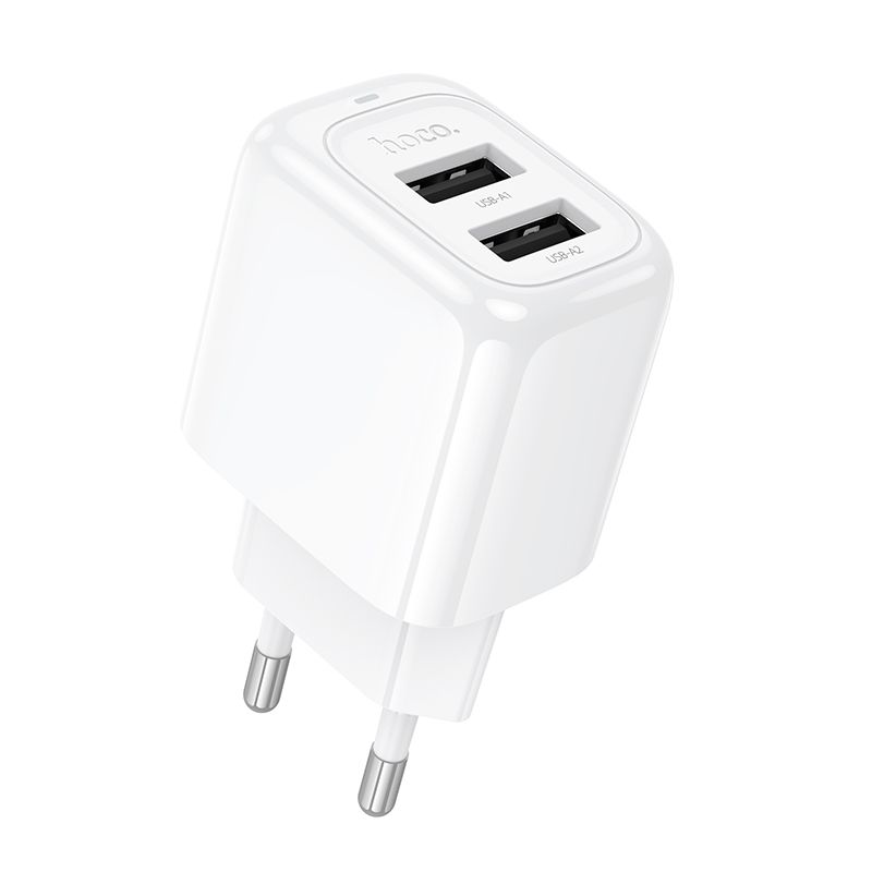 Мережевий зарядний пристрій HOCO CS51A Surplus dual-port charger(EU) White