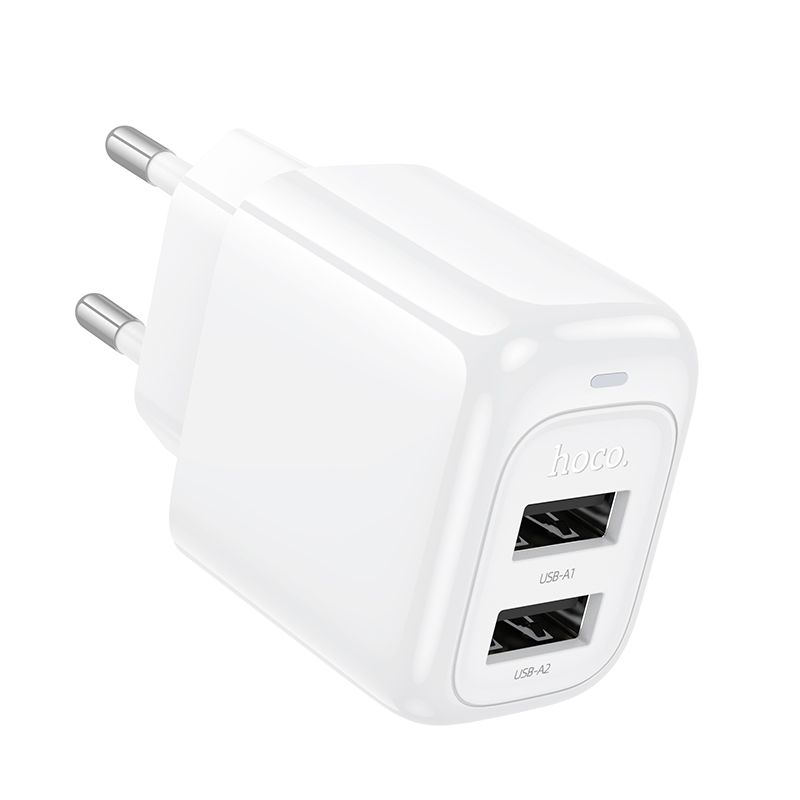 Мережевий зарядний пристрій HOCO CS51A Surplus dual-port charger(EU) White