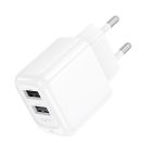 Мережевий зарядний пристрій HOCO CS51A Surplus dual-port charger(EU) White
