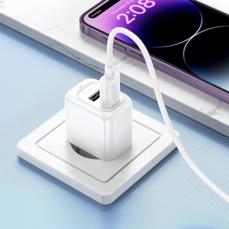 Мережевий зарядний пристрій HOCO CS51A Surplus dual-port charger(EU) White