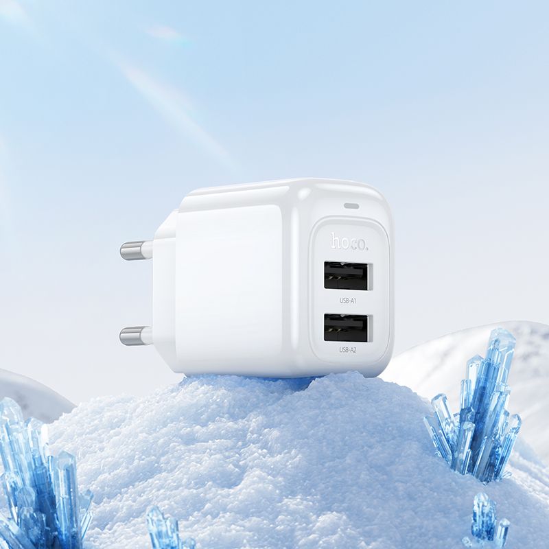 Мережевий зарядний пристрій HOCO CS51A Surplus dual-port charger(EU) White