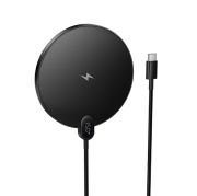 Бездротовий зарядний пристрій HOCO CW62 Peak desktop wireless fast charger with digital display and cable Black