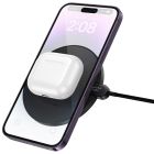 Бездротовий зарядний пристрій HOCO CW62 Peak desktop wireless fast charger with digital display and cable Black