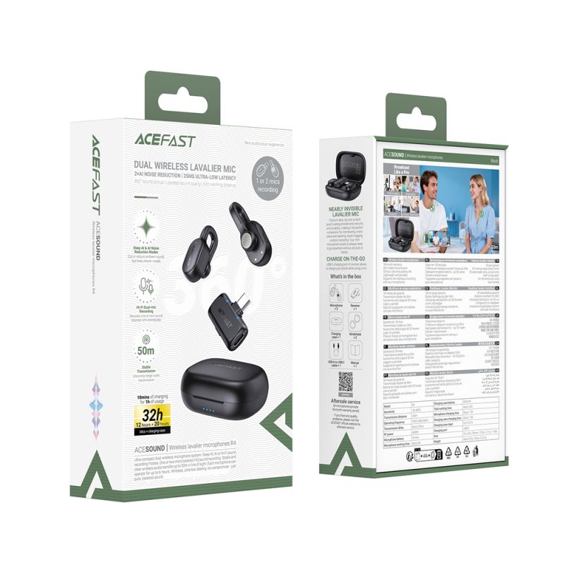 Бездротова мікрофонна система ACEFAST R4 dual-mic (Type-C) Black