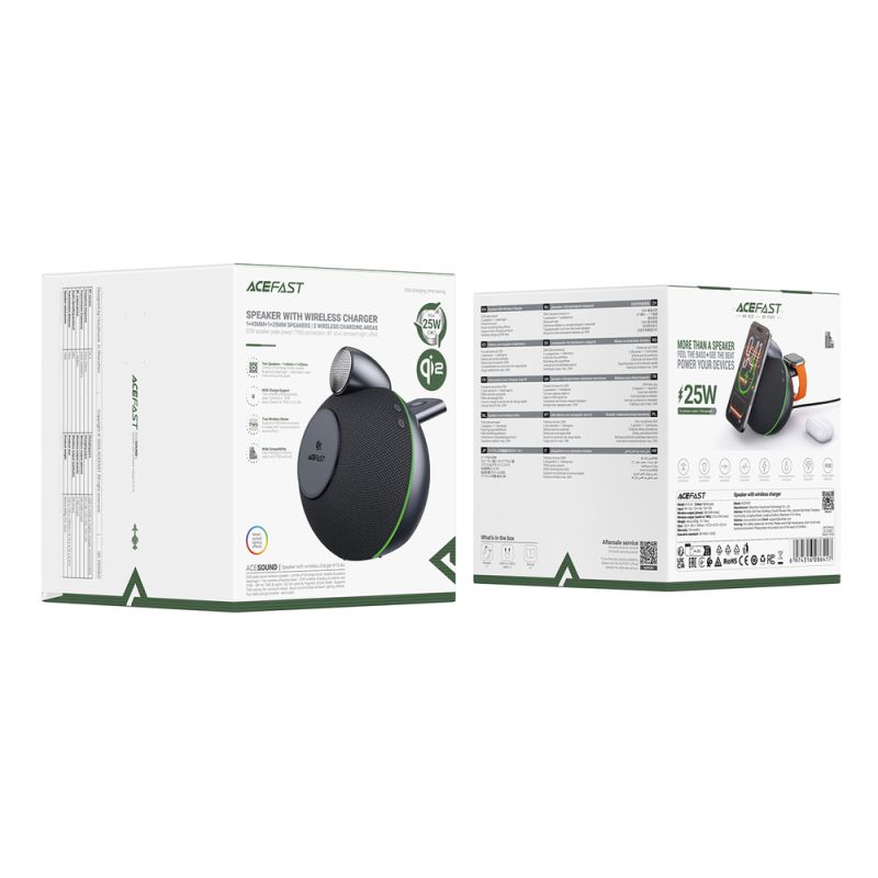 Портативна колонка ACEFAST K10 Air speaker with wireless charger Metal Grey