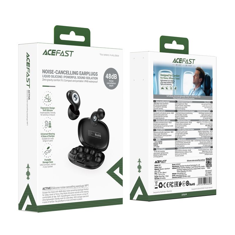 Беруші ACEFAST WP1 Silicone noise-cancelling earplugs Black
