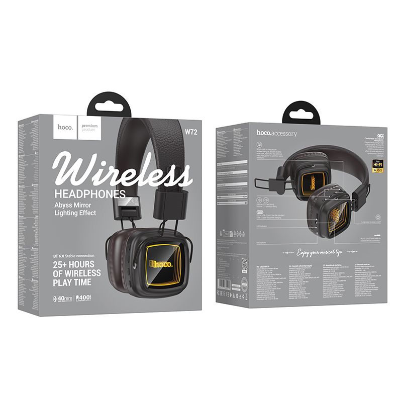 Бездротові накладні навушники HOCO W72 Earl Ⅲ abyss mirror BT headphones Brown