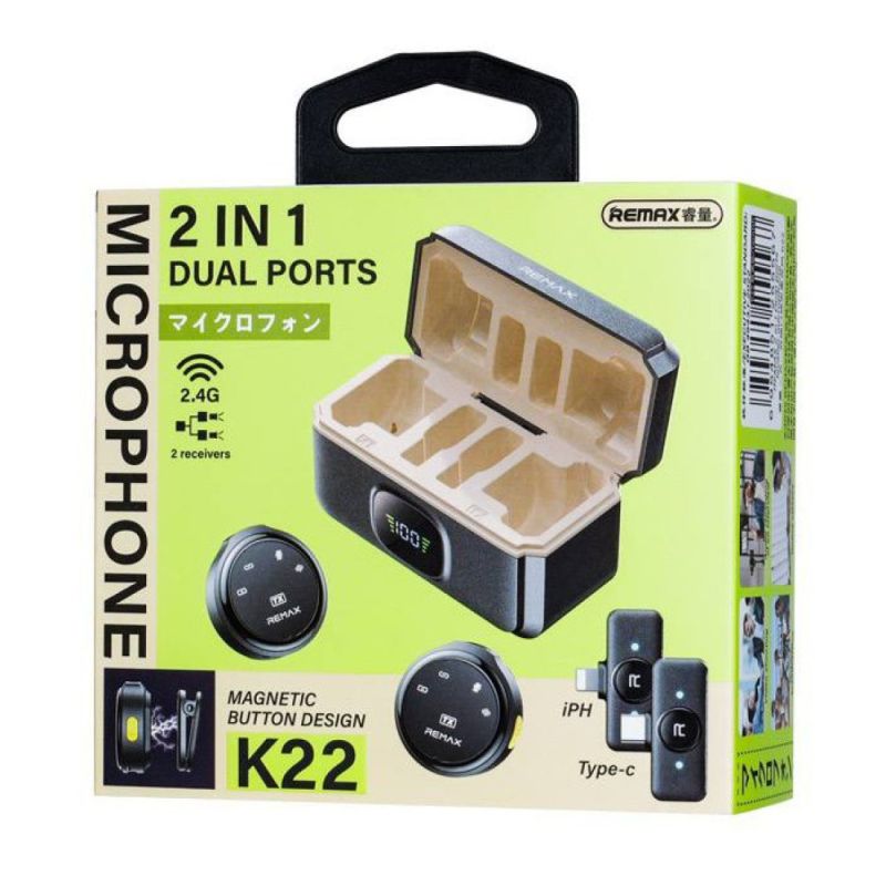 Бездротова мікрофонна система REMAX K22 dual-mic (iP/Type-C) Tarnish
