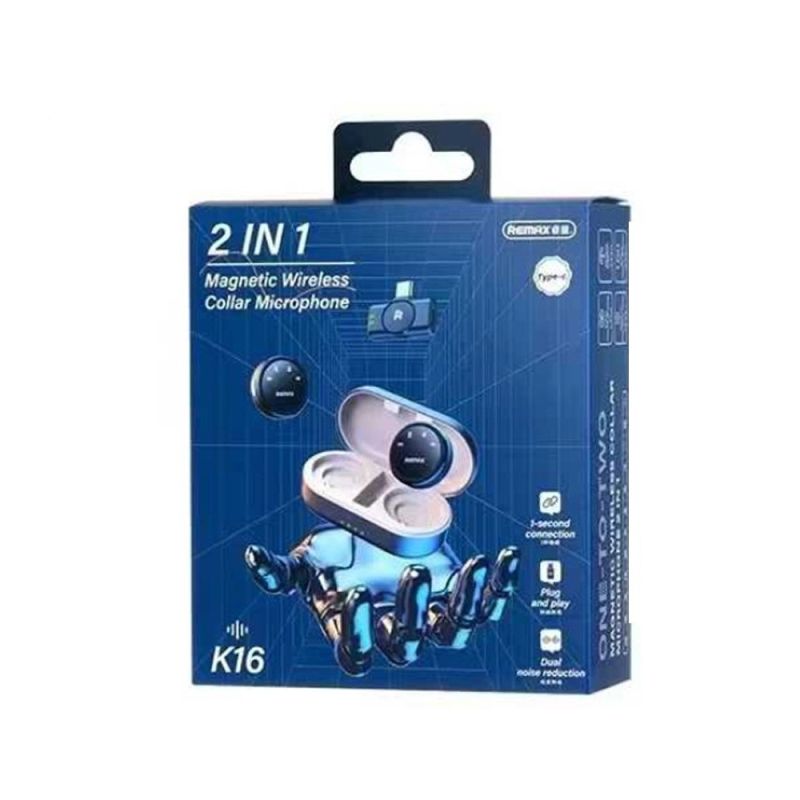 Бездротова мікрофонна система "REMAX Magnetic wireless lavalier microphone 2 in 1 K16" iPhone