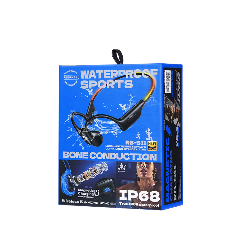 Бездротові спортивні навушники REMAX RB-S11 Yvton Series Wireless Sports Bone Conduction Headphones with colorful lighting effects, IP68, Black
