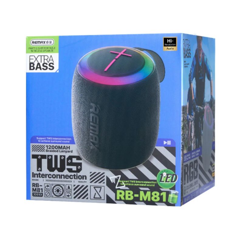 Портативна колонка REMAX RB-M81 Party Light Portable Wireless Speaker, 7W, Black