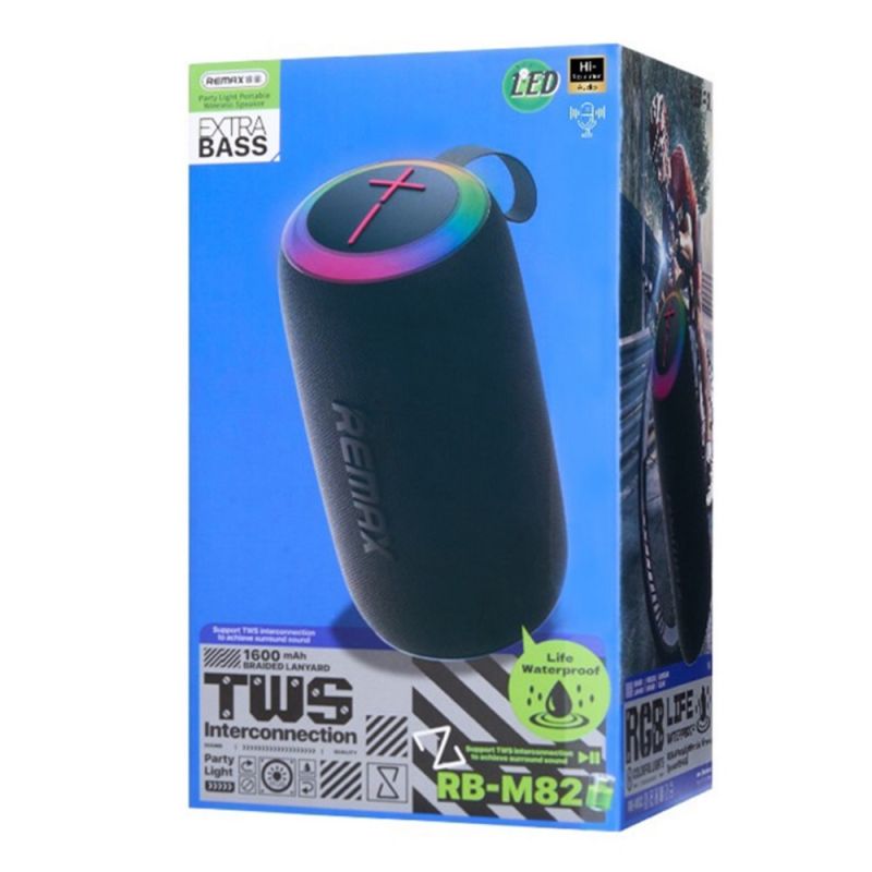 Портативна колонка REMAX RB-M82 Party Light Portable Wireless Speaker, 2*7W, Black