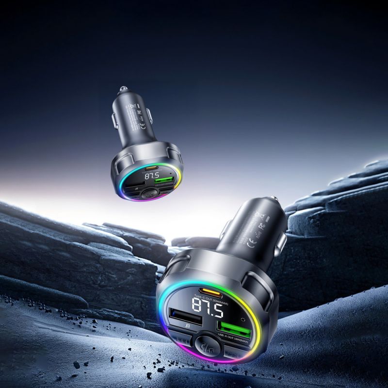 АЗП з FM-модулятором REMAX 48W RGB  frequency modulated call fast charging car charger  CC02 Tarnish