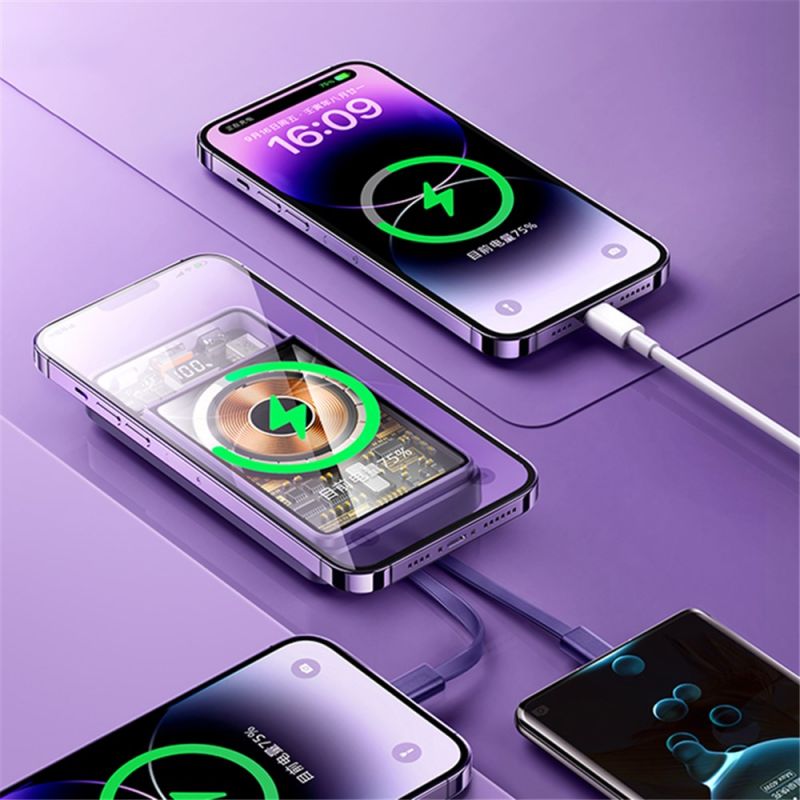 Зовнішній акумулятор REMAX Walking·Phantom Series PD20W+QC22.5W Cabled Magnetic Wireless Charging Power Bank 10000mAh RPP-580 Black