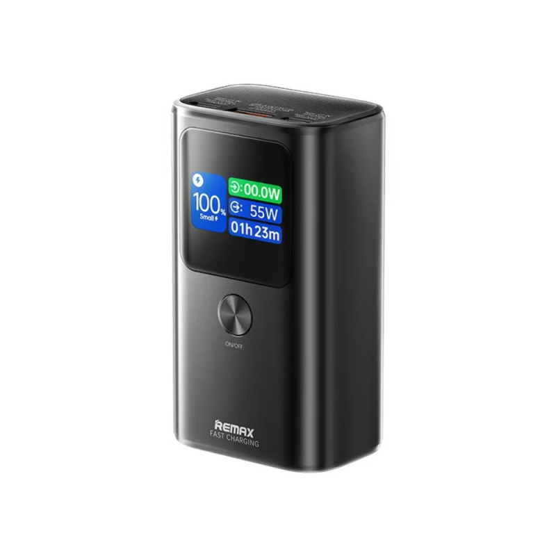 Зовнішній акумулятор REMAX Dinba 55W+22.5W PD+QC color screen aluminum alloy fast charging power bank 10000mAh FP-7 Grey