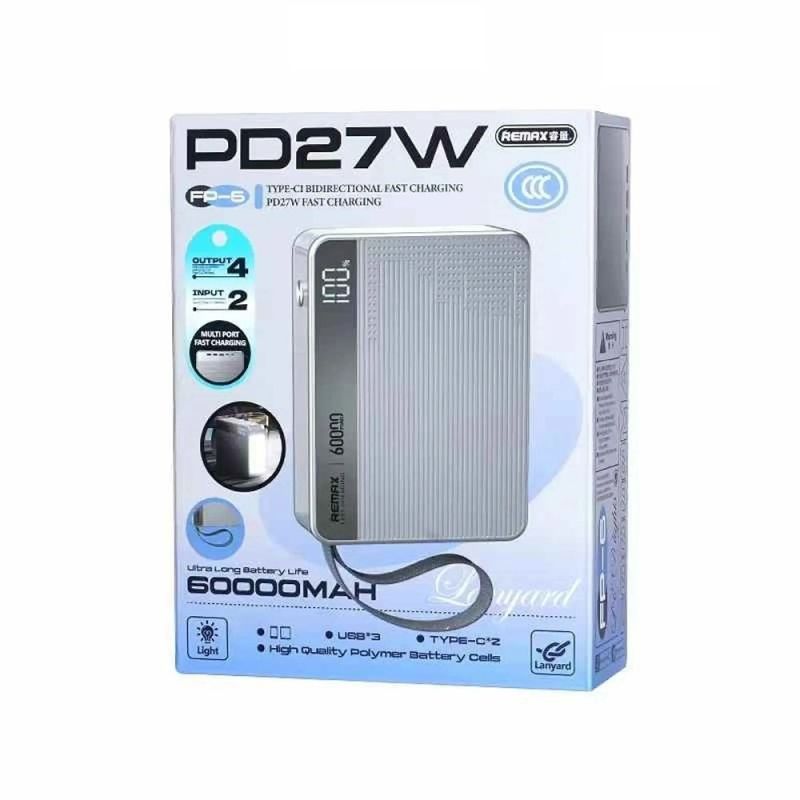 Зовнішній акумулятор REMAX Protector Series LED Light PD27 Fast Charging Power Bank 60000mAh FP-5 Gray