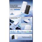 Зовнішній акумулятор REMAX 20W+22.5W with 3 Fast Charging Cable Power Bank 20000mAh FCP-2 White