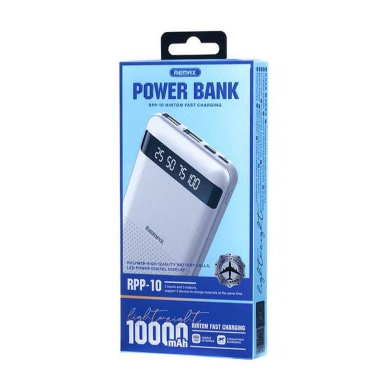 Зовнішній акумулятор REMAX Hintom 2.4A Fast Charging Power Bank 10000mAh RPP-10 White