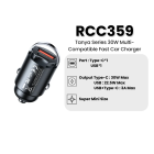 Автомобільний зарядний пристрій REMAX Tanya Series PD+QC 30W1A+1C Multi-compatible Fast Charger RCC359 Black